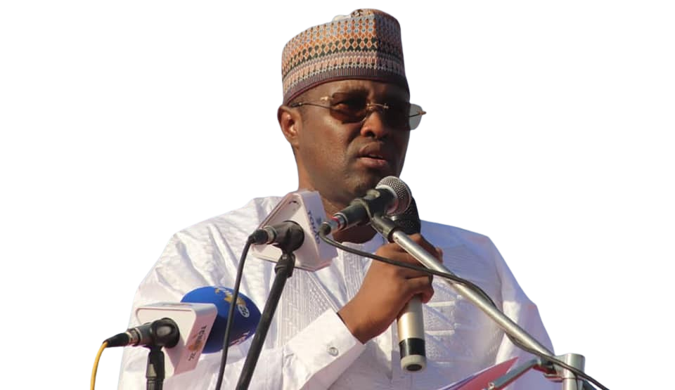 Mahamat Ahmat Lazina speaking at a microphone